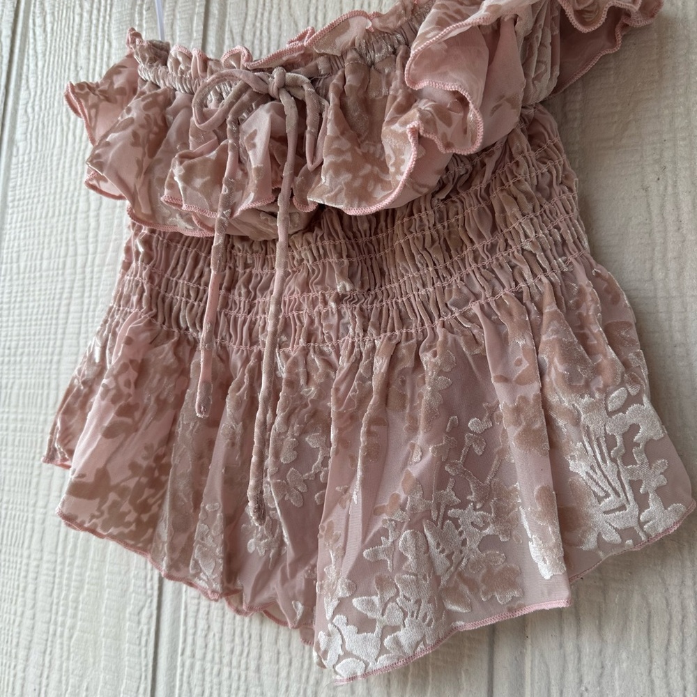 Urban Outfitters Velvet Ruffle Peplum Tube Top - Picture 11 of 11